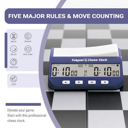 Chess Clock, Competition Specific Chess Timer, Portable Digital Electronic Large Screen Chess Clock,Suitable for Timers in Chess, Go, Checkers, and Other Board Games (Navy Blue) - color: Navy Blue