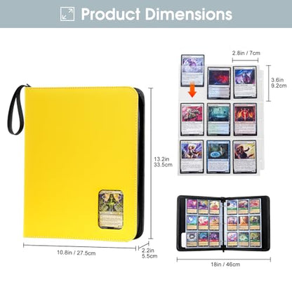 ProCase 900-Pocket Card Binder with Clear Window -Yellow | 9 Double-sided Pockets, Trading Cards Colletction Album Holder, Removable Sleeves, Holds MTG, TCG, Sports & Football Cards - color: Yellow