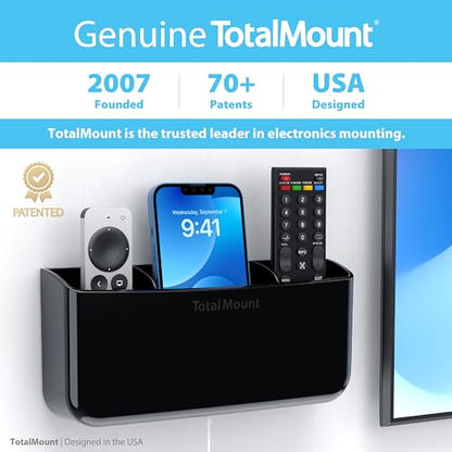 TotalMount Hole-Free Remote Holder – Eliminates Need to Drill Holes in Your Wall (Premium Black Holder for 3 or 4 Remotes) - color: Black