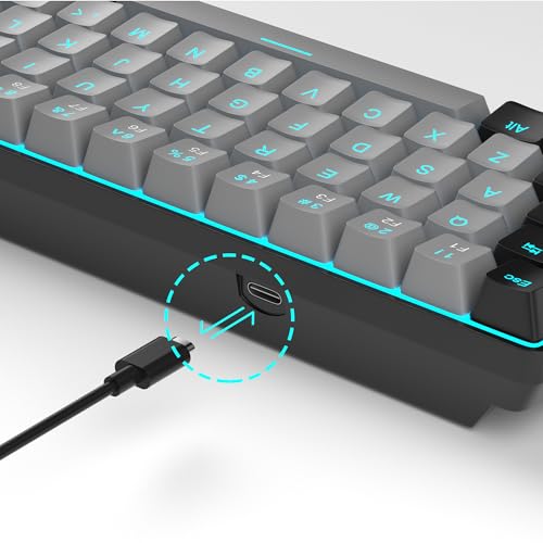 MageGee Portable 60% Mechanical Gaming Keyboard, MK-Box LED Backlit Compact 68 Keys Mini Wired Office Keyboard with Blue Switch for Windows Laptop PC Mac - Grey/Black - color: Grey/Blue Switch