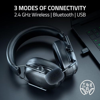 Razer BlackShark V3 X HyperSpeed Wireless Gaming Headset for PC: 50mm Drivers - Cardioid Mic - 2.4 GHz, Bluetooth, USB - Works with Mac, PS5, Nintendo Switch, Smartphone - 70 Hr Battery - Black - color: Black, style: PC