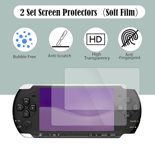 JDGPOKOO 5 in 1 Accessories Kit for PSP 2000/3000, Carrying Case for PSP 2000 3000, Protective Case Shell, 2 Set Screen Protectors and Charging&Date Cable, Compatible with PlayStation Portable 2000/3000 ONLY - size: 5 in 1 psp 2000/3000