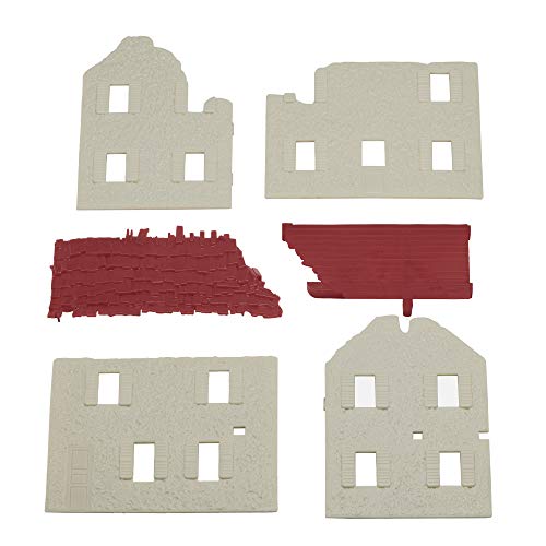 BMC WW2 Ruined Spanish Farm House - Plastic Army Men Playset Accessory - color: Off-white & Red