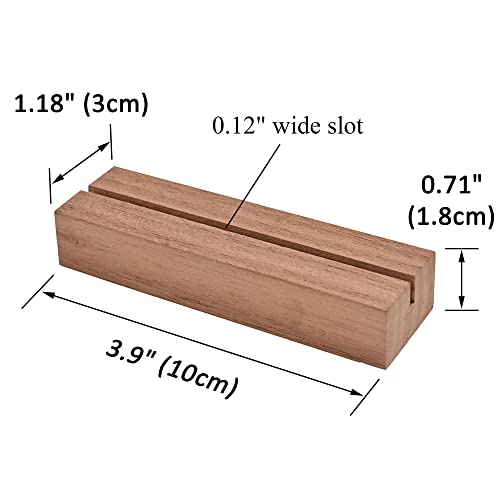 WILLOWDALE 12Pcs Walnut Place Card Holders for Table, Table Number Holders | Acrylic Table Numbers Holders for Wedding Reception, Picture & Photo Holder Wood Display Stand for Home and Party Decoration - size: 12pcs 3.9" Walnut