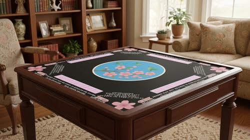 American Mahjong Mat with Rules Printed (33x33, 2.5mm Thick, Hummingbird Black) Mahjong Mat for Table w/Bag, Crease-Proof Waterproof Non-Slip, Soft Mahjong Table Mat, Noise Reduction - color: Hummingbird Black Mat