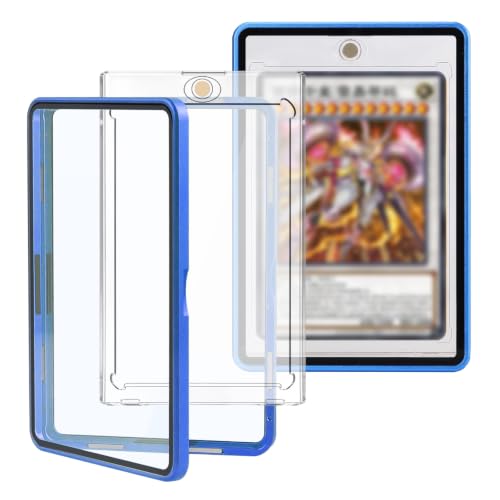 Card Case, 8-Point Magnetic Lock, Premium Aluminum Alloy Protector with 35pt One Touch Card Holder, Personalized Card Sleves Fits Trading Cards, Sports Cards, Game Cards, Collectible Cards (Blue) - color: Blue, style: Card Case