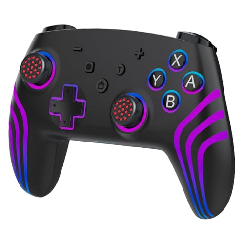 VILCORN Gaming Pro Controller for Switch/Switch 2/Lite/OLED/PC Gamepad with Dual Vibration/6-Axis Gyroscope/Turbo/Changing RGB Lighting Joystick Control (BLACK) - color: BLACK