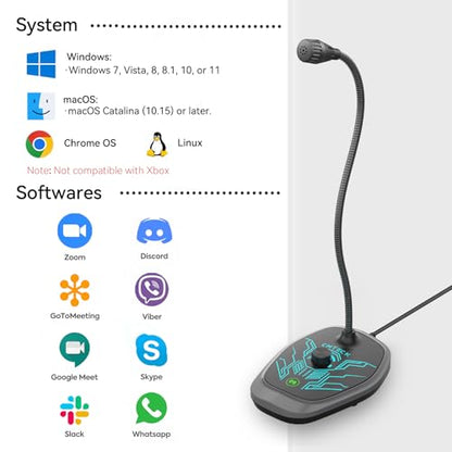 CMTECK USB Computer Microphone, RGB Light, Mute Function for PC/Laptop | Quick mute with LED, plug-and-play, noise-cancelling. Ideal for podcasting, YouTube, and streaming. Works with PS4/PS5/PC. - color: Dynamic RGB
