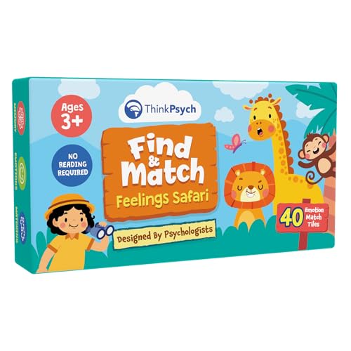 ThinkPsych Find & Match - Feelings Safari | Emotions Matching Game for Kids | Therapy Games for Kids | Social Emotional Learning Activities | Play Therapy Toys for Counselors | Ages 3+