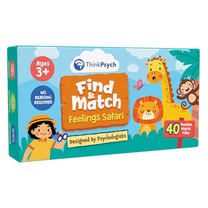 ThinkPsych Find & Match - Feelings Safari | Emotions Matching Game for Kids | Therapy Games for Kids | Social Emotional Learning Activities | Play Therapy Toys for Counselors | Ages 3+