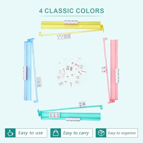 Mahjong Racks with Pushers 4PCS Set Majiang Tile Holder Acrylic Mahjong Racks Accessories and Gifts - color: 4 Color
