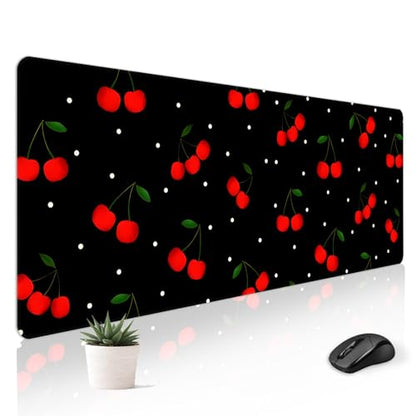 Mousepad Desk Mat Gaming Large Keyboard Cute Office Desktop Computer Laptop Cherry XXL Long Giant Big Kawaii Aesthetic Girly Pretty Design Women Girl Gamer Oversized Wide 30x12'' Mousepad - color: Cherry
