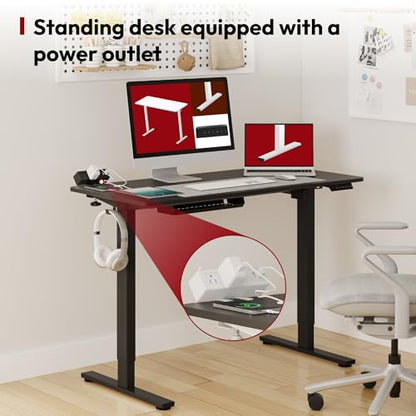 SANODESK Electric Standing Desk with Desk Clamp Power Strip 40"x 24" Whole-Piece Desktop Height Adjustable Stand Up Desk with Cable Management Sit Stand Home Office Desk Black Frame/Black Top - color: Black Frame+black Top, size: 40"x24"