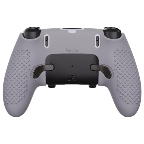 PlayVital 3D Studded Edition Anti-Slip Silicone Cover Case for ps5 Edge Controller, Soft Rubber Protector Skin for ps5 Edge Wireless Controller with 6 Thumb Grip Caps - Metallic Gray - color: Metallic Gray