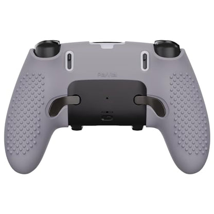 PlayVital 3D Studded Edition Anti-Slip Silicone Cover Case for ps5 Edge Controller, Soft Rubber Protector Skin for ps5 Edge Wireless Controller with 6 Thumb Grip Caps - Metallic Gray - color: Metallic Gray