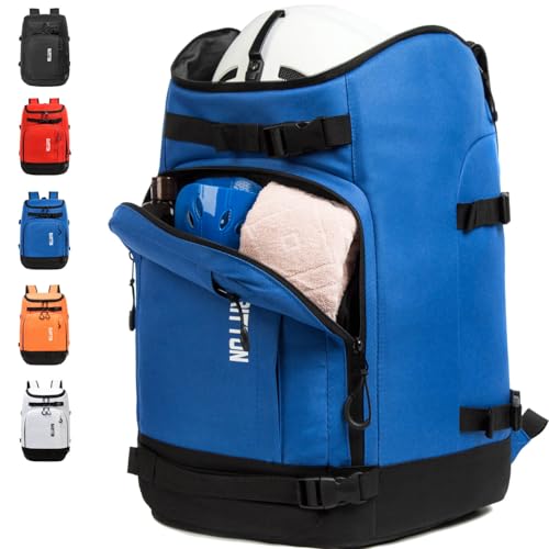 Ski Boot Bag - Boot Travel Backpack for Snowboard & Ski Boots, Helmet, Goggles, Gloves, Accessories - color: blue