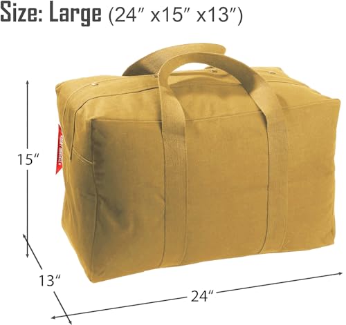 Tactical Parachute Cargo Bag LARGE Cotton Canvas Carry Bag, 24" x 15" x 13" - Coyote Brown - color: Coyote Brown, size: Large (24" x 15" x 13")