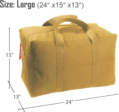 Tactical Parachute Cargo Bag LARGE Cotton Canvas Carry Bag, 24" x 15" x 13" - Coyote Brown - color: Coyote Brown, size: Large (24" x 15" x 13")