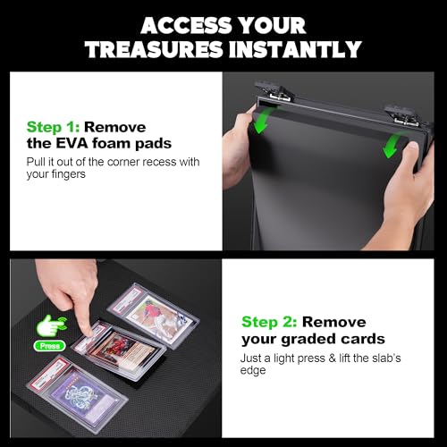 Kabinka Graded Card Case, Aluminum Alloy Graded Card Storage Box | Holds 140 Card Slabs, Sports Trading Card Case with TSA Combination Lock, Fits PSA/CSG/CGC/SGC/BGS, Black - color: Black