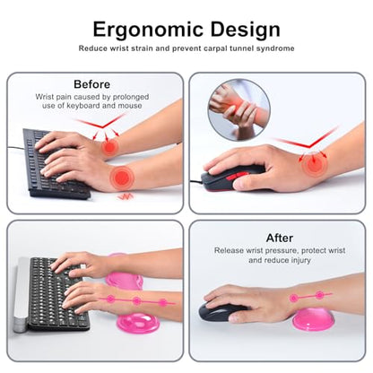 MOKURU Gel Keyboard and Mouse Wrist Rest Set, Comfort Ergonomic Wrist Support, for Wrist Pain Relief, Computer Keyboard Wrist Rest (Pink) - color: Pink