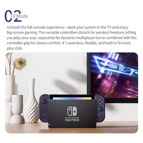 Tideal Set of Replacement Controller for Nintendo Switch - Compatible with Nintendo Switch (1) / OLED/Lite - Dual Vibration/Motion Control / 6-Axis Gyro (Transparent Purple) - color: Transparent Purple