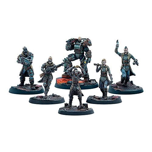 Modiphius Entertainment Fallout Wasteland Warfare: Raiders - The Forged - 6 Unpainted Resin Miniatures, Includes Scenic Bases, 32MM Scale Figures, Tabletop Roleplaying Game Minifigures - style: Forged