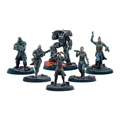 Modiphius Entertainment Fallout Wasteland Warfare: Raiders - The Forged - 6 Unpainted Resin Miniatures, Includes Scenic Bases, 32MM Scale Figures, Tabletop Roleplaying Game Minifigures - style: Forged