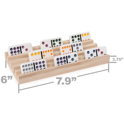 Spin Master Games Wooden Domino Racks Set of 4 Trays Classic Board Game - style: 4 Wooden Domino Rack