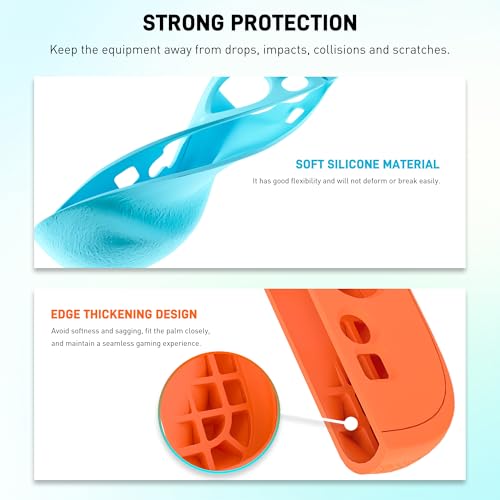 FUNDIARY Replacement for Nintendo Switch 2 Controller, Switch Wireless Controllers Compatible with Switch 2, Anti-Slip Soft Silicone Protective Cover with 2 Thumb Caps, Blue+Orange - color: Blue and Orange