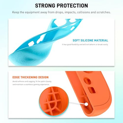 FUNDIARY Replacement for Nintendo Switch 2 Controller, Switch Wireless Controllers Compatible with Switch 2, Anti-Slip Soft Silicone Protective Cover with 2 Thumb Caps, Blue+Orange - color: Blue and Orange