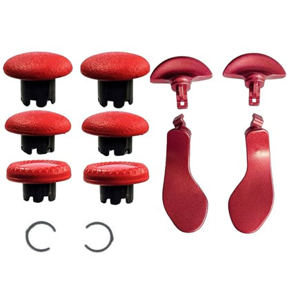 12 in 1 Interchangeable Thumbsticks & Metal Back Paddles Replacement Parts for PS5 DualSense Edge Controller, 6 Silicone Analog Joystick Caps, 4 Paddles Trigger Buttons,2 Base Rings (Red) - color: Red