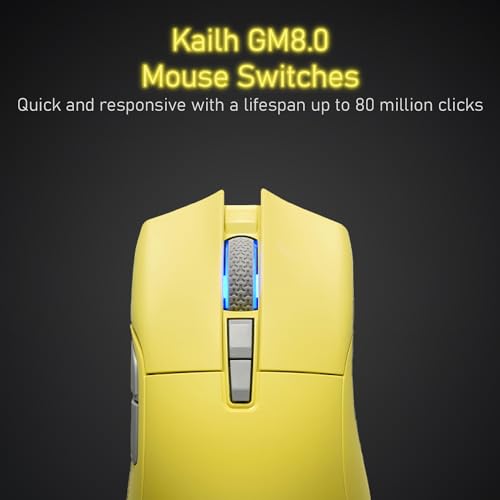 iRocks M31R Wireless Gaming Mouse, Triple Mode 2.4G/ Bluetooth/USB-C Detachable Cable Gaming Mouse, Kailh GM8.0 Switches, Advanced PixArt PAW3395 Optical Sensor, Up to 26,000 DPI - Lemon Yellow - color: Lemon Yellow