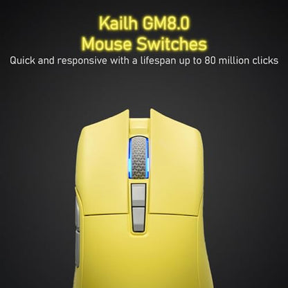 iRocks M31R Wireless Gaming Mouse, Triple Mode 2.4G/ Bluetooth/USB-C Detachable Cable Gaming Mouse, Kailh GM8.0 Switches, Advanced PixArt PAW3395 Optical Sensor, Up to 26,000 DPI - Lemon Yellow - color: Lemon Yellow