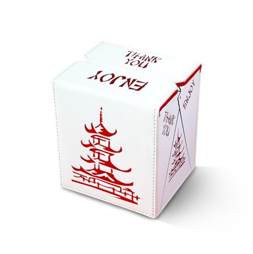 SleeveChief - ORIGINAL China To Go! Trading Card Deck Box | vegan leather & Holo Design | MTG commander deck box & for ALL other trading card games | fits 100 double Sleeved Cards