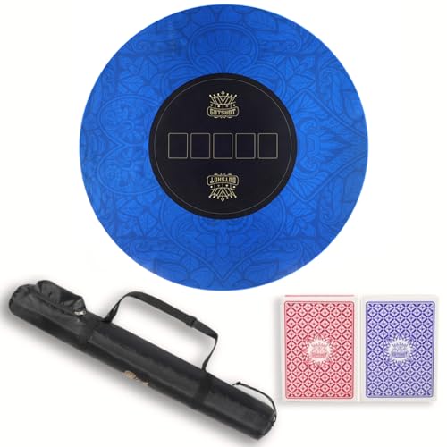 GUTSHOT Foldable Casino Quality Poker Mat | Water Resistant Poker Table Cloth, Soft Multi-Spandex | Waterproof, Noise-Free Gameplay | Includes Carrying Bag and 2 Gift Poker Card Packs - color: Blue 47 X 47 Inch