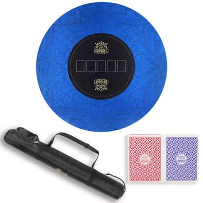 GUTSHOT Foldable Casino Quality Poker Mat | Water Resistant Poker Table Cloth, Soft Multi-Spandex | Waterproof, Noise-Free Gameplay | Includes Carrying Bag and 2 Gift Poker Card Packs - color: Blue 47 X 47 Inch