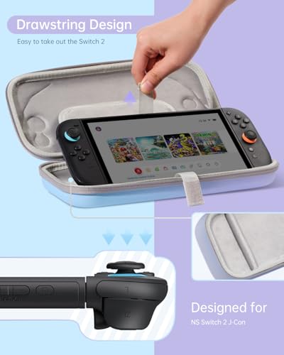 UYIYE Carrying Case for Nintendo Switch 2 2025, 7.9 Inch Hard Shell Protective Travel Case, Shockproof Portable Storage Bag with 9 Game Card Slots, Soft Plush Lining & Console Lift Strap,Blue&Purple - color: NS2-Blue Purple