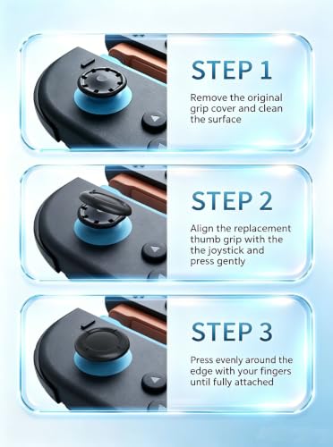Ferkurn Replacement Thumb Grip Cap Compatible with Switch 2 J-Con Pro Controller Joystick, Switch2 Joystick Grip Button Stick Cover Controller 3D Skin Replacement Part Repair Kit Accessories