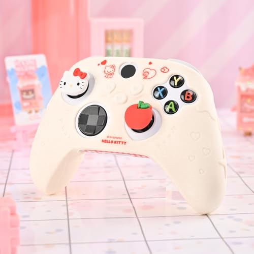 Kuitmor Controller Cover Skin for Xbox Series X/S,Soft Silicone Anti-Slip Protective Cover Skin Case Compatible with Xbox Controller with 2 Thumb Grip Caps and 1 Sticker (Beige Hello Kitty) - color: Beige Hello Kitty