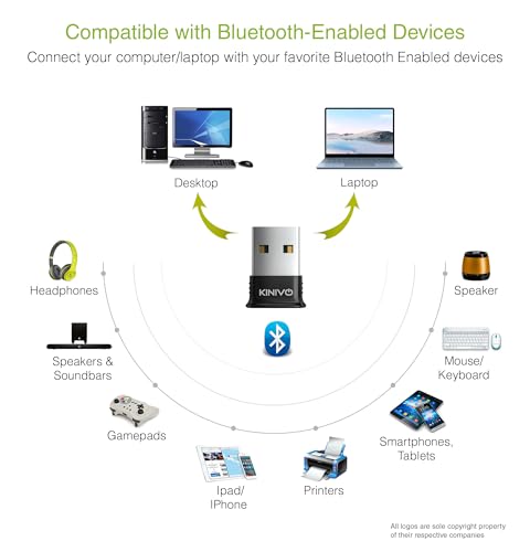 Kinivo USB Bluetooth Adapter for PC BTD400 (Bluetooth 4.0 Dongle Receiver, Low Energy) - Compatible with Windows 11/10/8.1/8, Raspberry Pi, Linux, Laptop & Headphones - style: BTD400