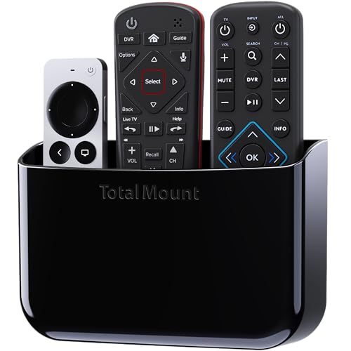 TotalMount Hole-Free Remote Holder – Eliminates Need to Drill Holes in Your Wall (Premium Black Holder for 2 or 3 Remotes) - color: Standard Black