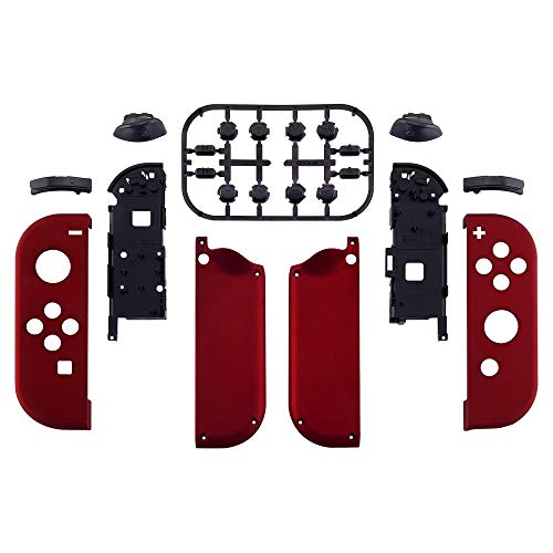 eXtremeRate DIY Replacement Shell Buttons for Nintendo Switch & Switch OLED, Scarlet Red Soft Touch Custom Housing Case with Full Set Button for Joycon Handheld Controller - Console Shell NOT Included - color: Scarlet Red