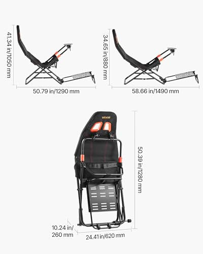 VEVOR Portable Racing Wheel Stand, Foldable & Adjustable Steering Sim Wheel Stand, 18.5 in Seat Inner Width, Compatible with Logitech G923/G920/G29, Thrustmaster T248P, Fanatec, Hori, Mad Catz, Black - size: Portable Cockpit