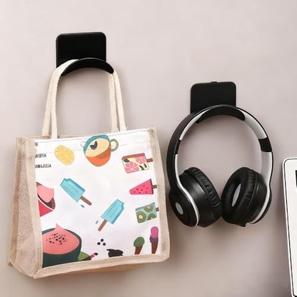 12 PCS Headphone Wall Hangers with Nano Tape, Adhesive Gaming Headphone Stand Headset Holder Hook Wall Desk Closet Door Mount for Most Headphone Controller Hat Baseball Caps (Black)