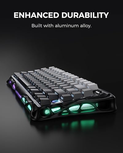 GravaStar Mercury K1 75% Wireless Mechanical Gaming Keyboard RGB Backlit | Gasket Mount, Hot Swappable Linear Switches, Creamy Sound Keyboard, 2.4GHz/USB-C/Bluetooth 5.0, for Win/Mac【Gradient Black】 - color: Gradient Black