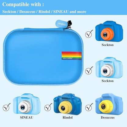 Leayjeen Kids Camera Case Compatible with Seckton/Desuccus/SINEAU/Rindol Upgrade Kids Toys Camera and Kids Digital Video Cameras for Toddler,Christmas Gifts and Birthday Gifts for Boys-Blue(Case Only) | Fits CIMELR/Seckton/OZMI Kids Toy Cameras and Childr