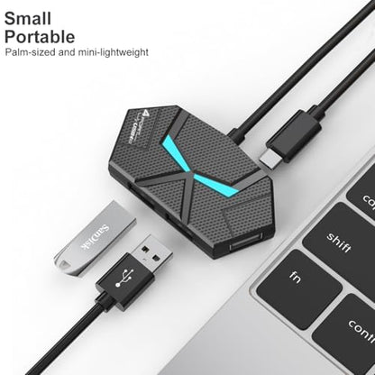 USB Hub 2.0, Multi-Port USB Hub,USB Extender with Extra Power Port for Laptop, PC, Xbox, Gamepad,Flash Drive, HDD, Console, Printer, Camera,Keyborad, Mouse,USB Fan (4-Port USB C 2.0) - style: 4-port USB C 2.0