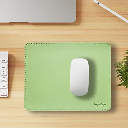 Leather Mouse Pad - Wood Mouse Pad, Double Side Mouse Pad with Stitched Edge, Waterproof Ultra Thin Mouse Pad for Computers, Laptop, Office & Home, 10.2 x 8.3 Inch, 1 Pack (Matcha Green) - color: Matcha Green