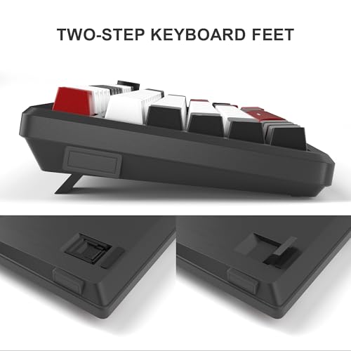 MageGee 75% Mechanical Gaming Keyboard, Compact Blue Backlit Wired Gaming Keyboards with Red Switches, EVA Foam, Knob Control, STAR75 Portable NKRO PC Gaming Keyboard - Black & White - color: Black & White - Red Switch