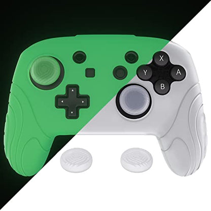 PlayVital Samurai Edition Glow in Dark Ergonomic Silicone Protective Case for Nintendo Switch Pro Controller, Soft Anti-slip Controller Grip Protector for Nintendo Switch Pro with Thumb Grips - Green - color: Green